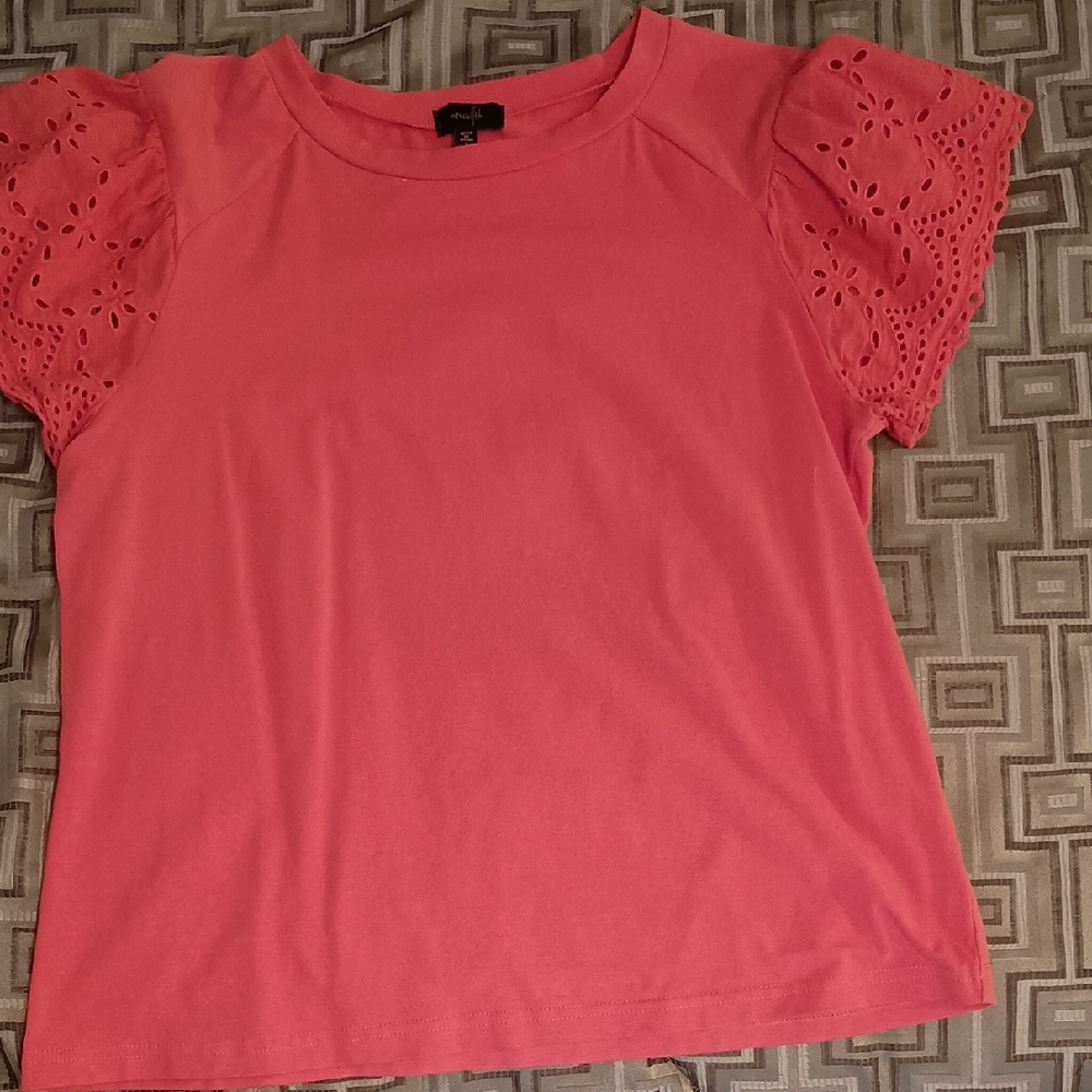 Apt. 9 Coral Eyelet Sleeve Women's Tee